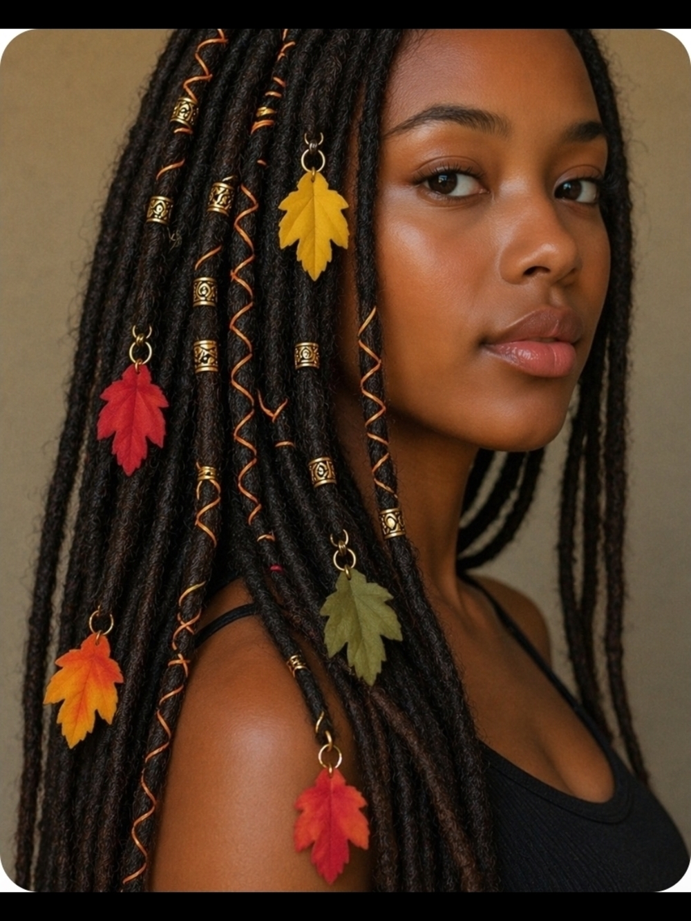 4/$15 Leaf Loc Boho Braids Accessories w Orange Embroidery Thread Hair Wrap